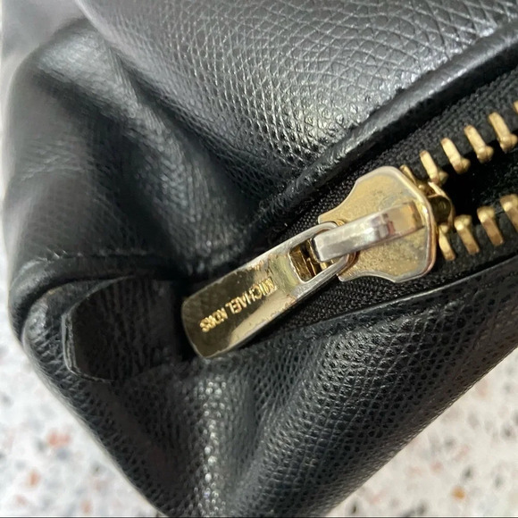 MICHAEL KORS Reese Saffiano Leather Designer Satchel With Metal Logo Charm - Picture 15 of 16